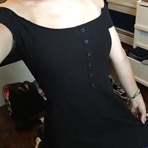 Black off the shoulder skater dress